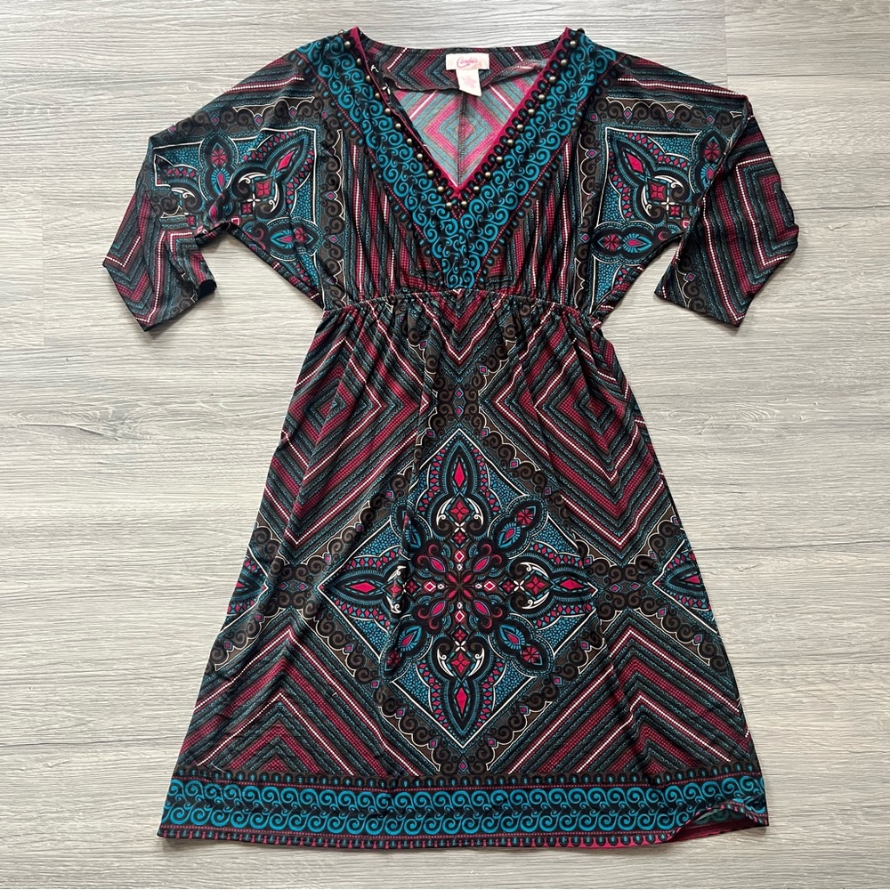 Candie's Multicolor Boho Patterned Long Sleeve Dress